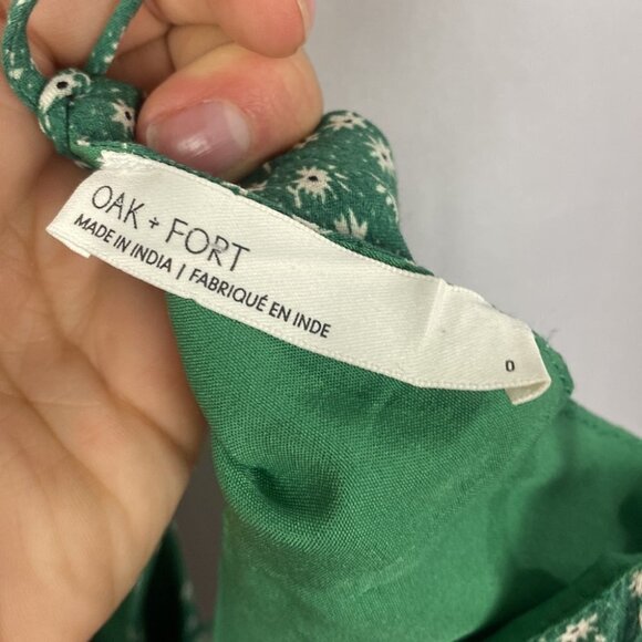 OAK + FORT Green White Floral Daisy Jumpsuit Evergreen Print - Size 0 - Picture 8 of 15